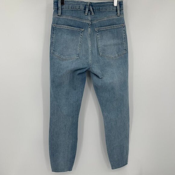 Good American Waist raw frayed jeans high rise skinny knee distress new 26 2 - Picture 4 of 5